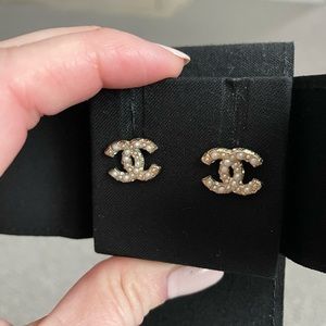 Chanel gold tone and faux pearl earrings